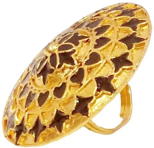 Assamese_Traditional_Gold_Plated_Black_Colour_Japi_Finger-Ring_For_Girls_&_Women